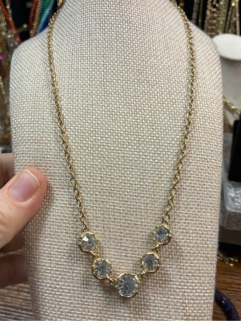 Carolee Gold-Tone Necklace with Clear Crystal Drops